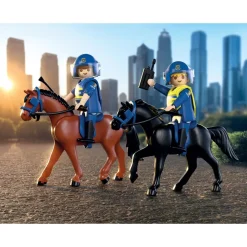 2 policiers cavaliers avec leurs chevaux City action 71877^Playmobil Online