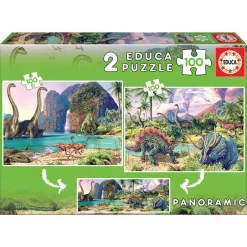 2 Puzzles 100 Pièces - Monde Des Dinos^Educa Borras New