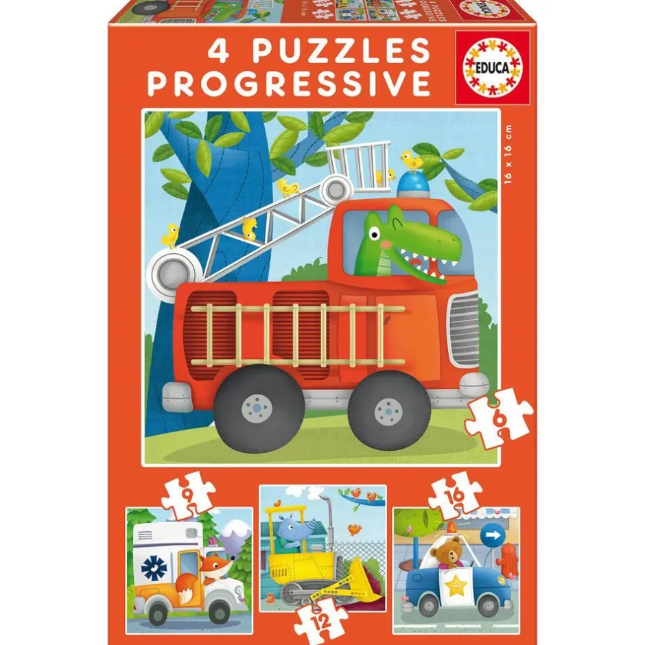 4 Puzzles Progressifs Patrouille De Sauvetage 6/9/12/16 Pièces^Educa Borras Discount