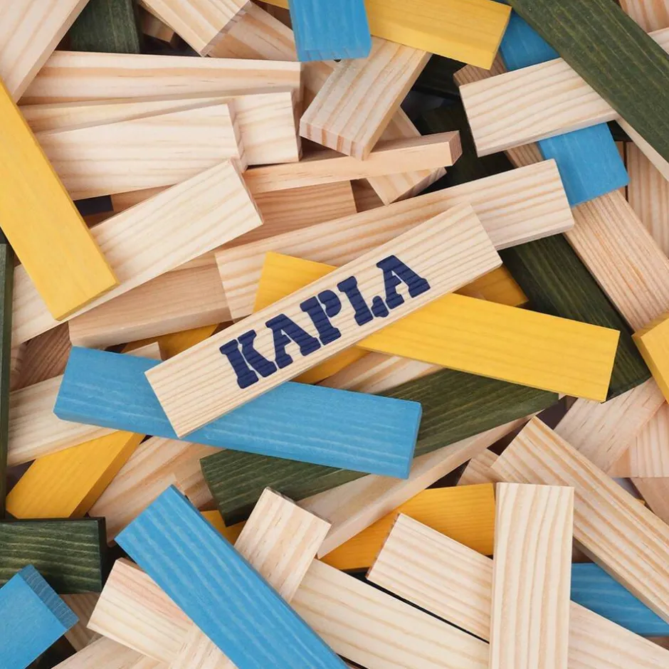 Baril 120 pièces nature et couleurs jaune vert bleu^Kapla New