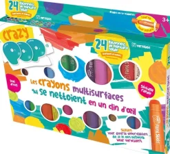 Boite de 24 crayons peinture couleur vive Crazy Pop^Best of TV