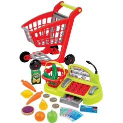 Chariot de supermarché pour enfants, caisse enregistreuse et accessoires^Ecoiffier