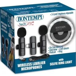 Kit réseau sociaux avec microphone cravate et anneau lumineux^Bontempi Outlet