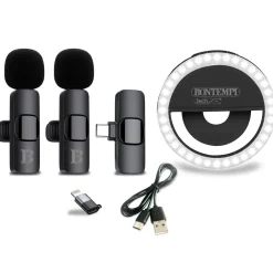 Kit réseau sociaux avec microphone cravate et anneau lumineux^Bontempi Outlet