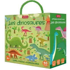 Les dinosaures - Livre + Puzzle 40 pièces^Sassi Discount