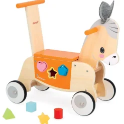 Porteur en bois Ane avec boite à forme^Janod Hot