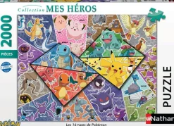 Puzzle 2000 pièces Les 16 types de Pokémon - Collection Mes Héros^Nathan Discount