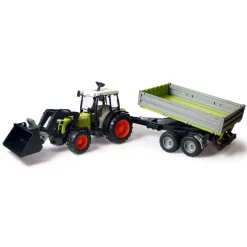 Tracteur Claas avec fourche et remorque^Bruder Hot