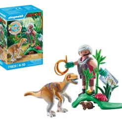 Vélociraptor et explorateur avec Lasso Dinos 71823^Playmobil Online