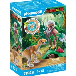 Vélociraptor et explorateur avec Lasso Dinos 71823^Playmobil Online